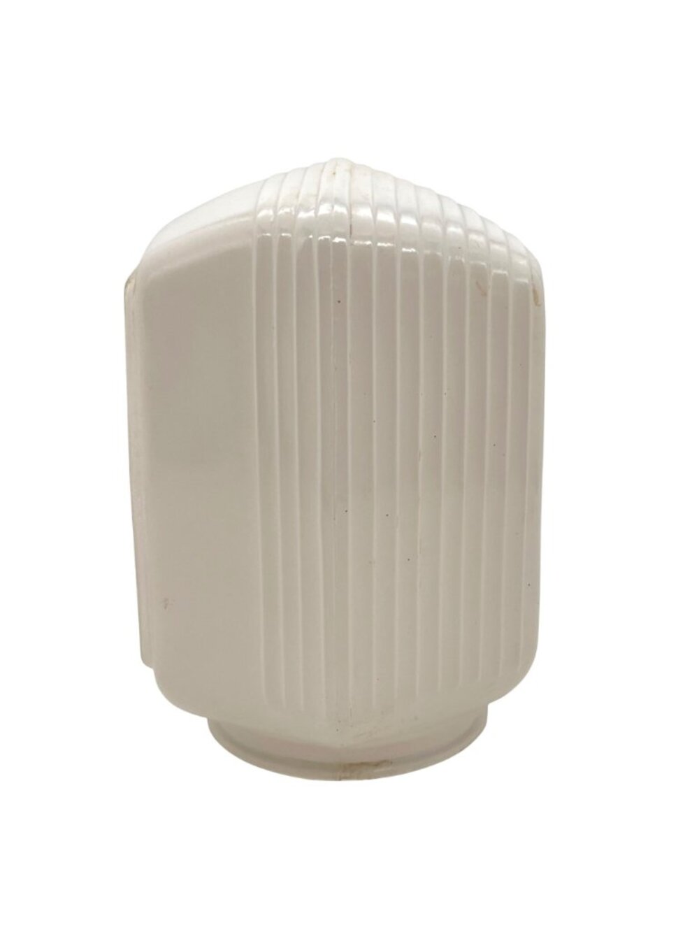 Vintage Milk Glass Art Deco Light Fixture Shade With Clear Geometric Panel 6" - Picture 6 of 13